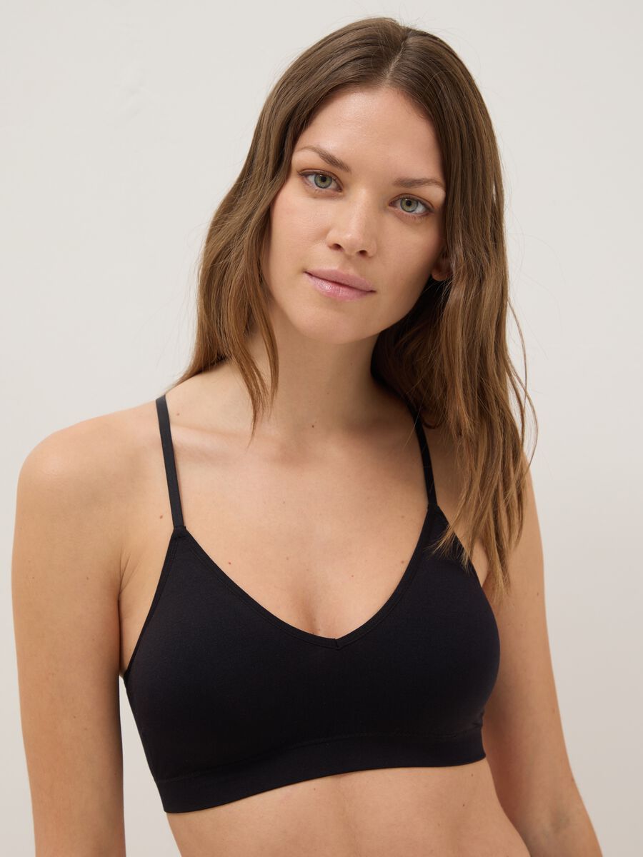 Black bralette bra with removable padding_0