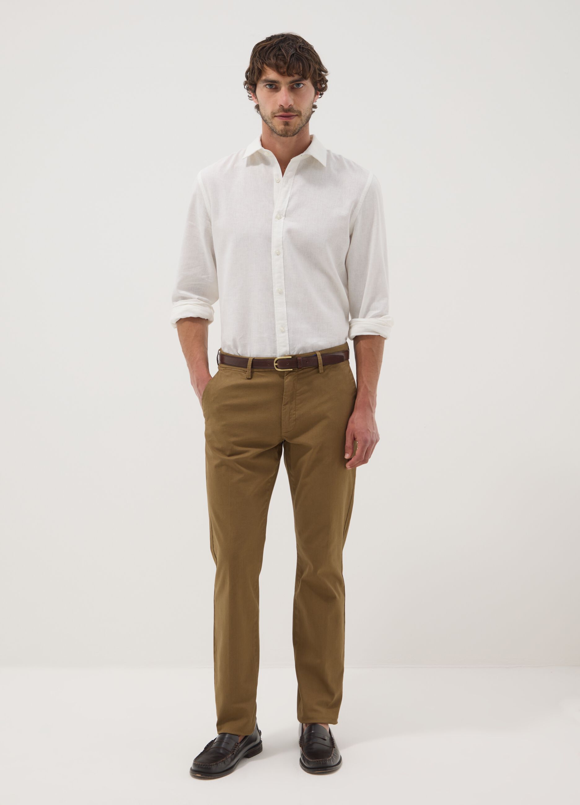 Brown slim-fit stretch-cotton chino trousers