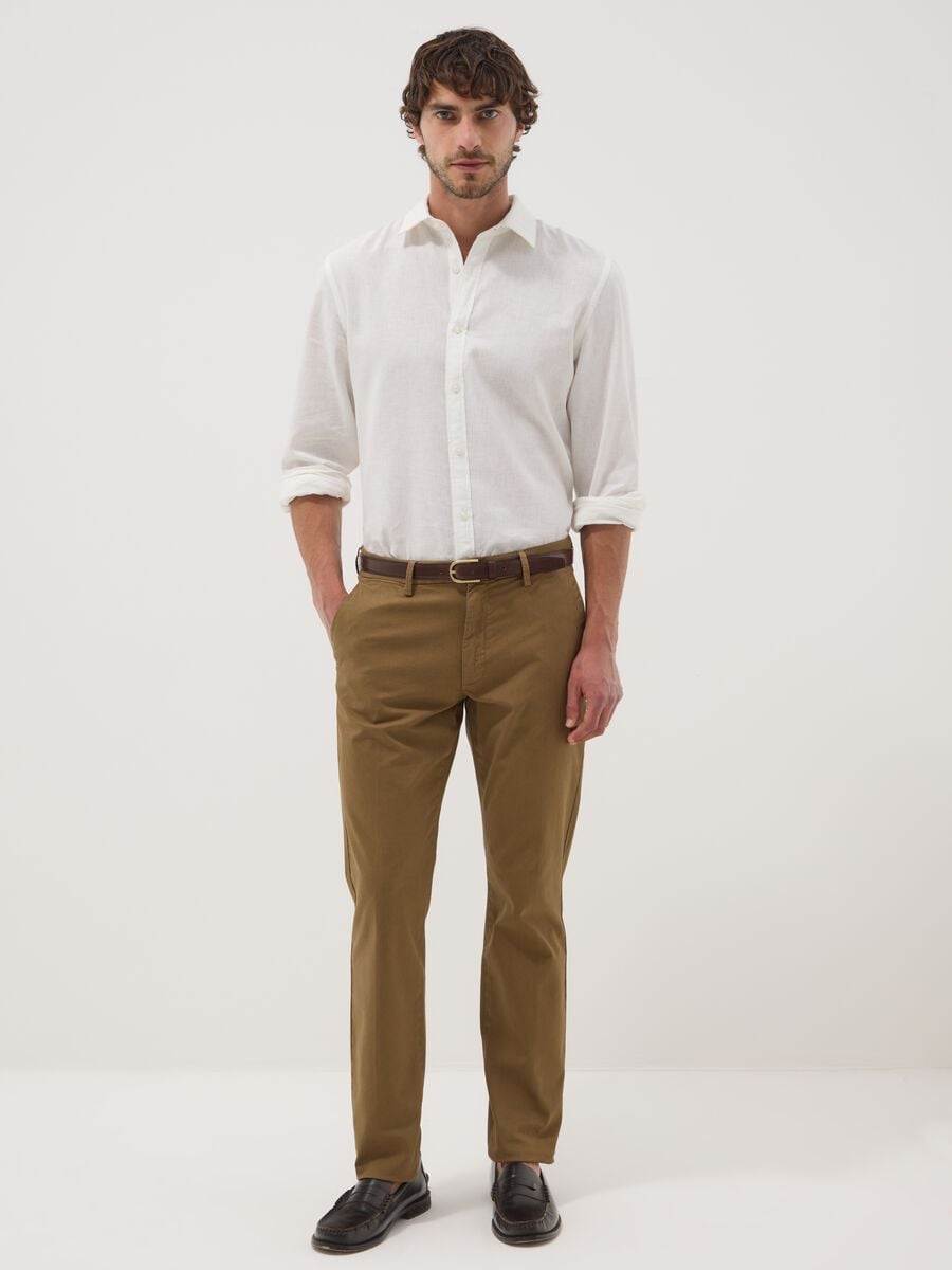 Brown slim-fit stretch-cotton chino trousers_0