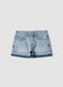 Shorts denim blu in puro cotone da ragazza straight fit_0