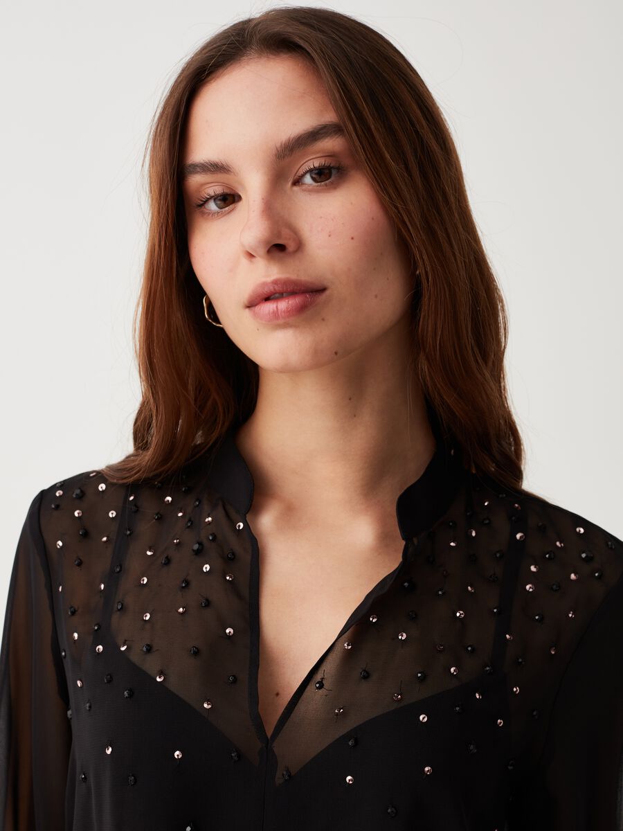 Semi-sheer blouse with sequins_1