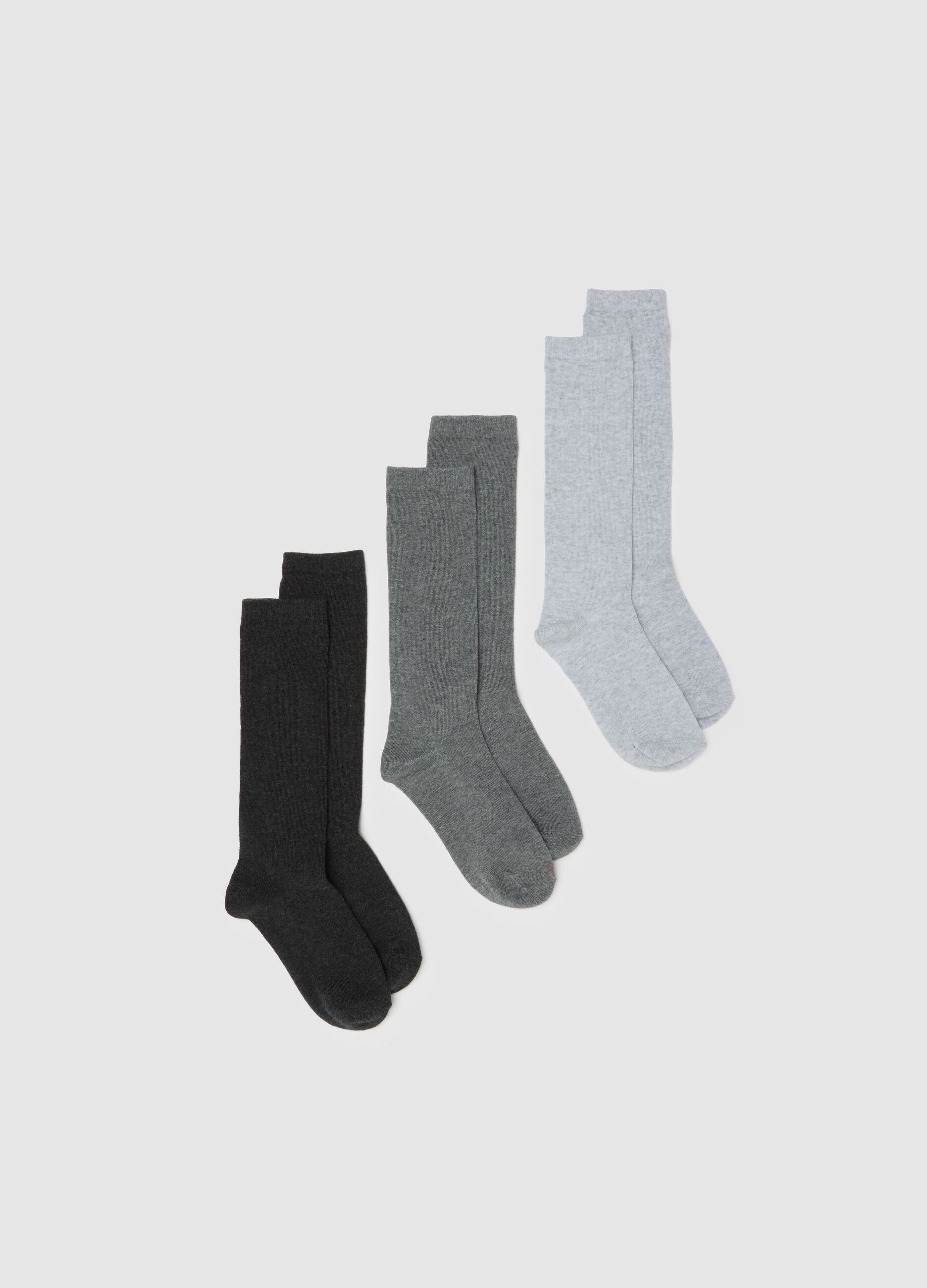 Three-pack of long socks in multicoloured cotton blend