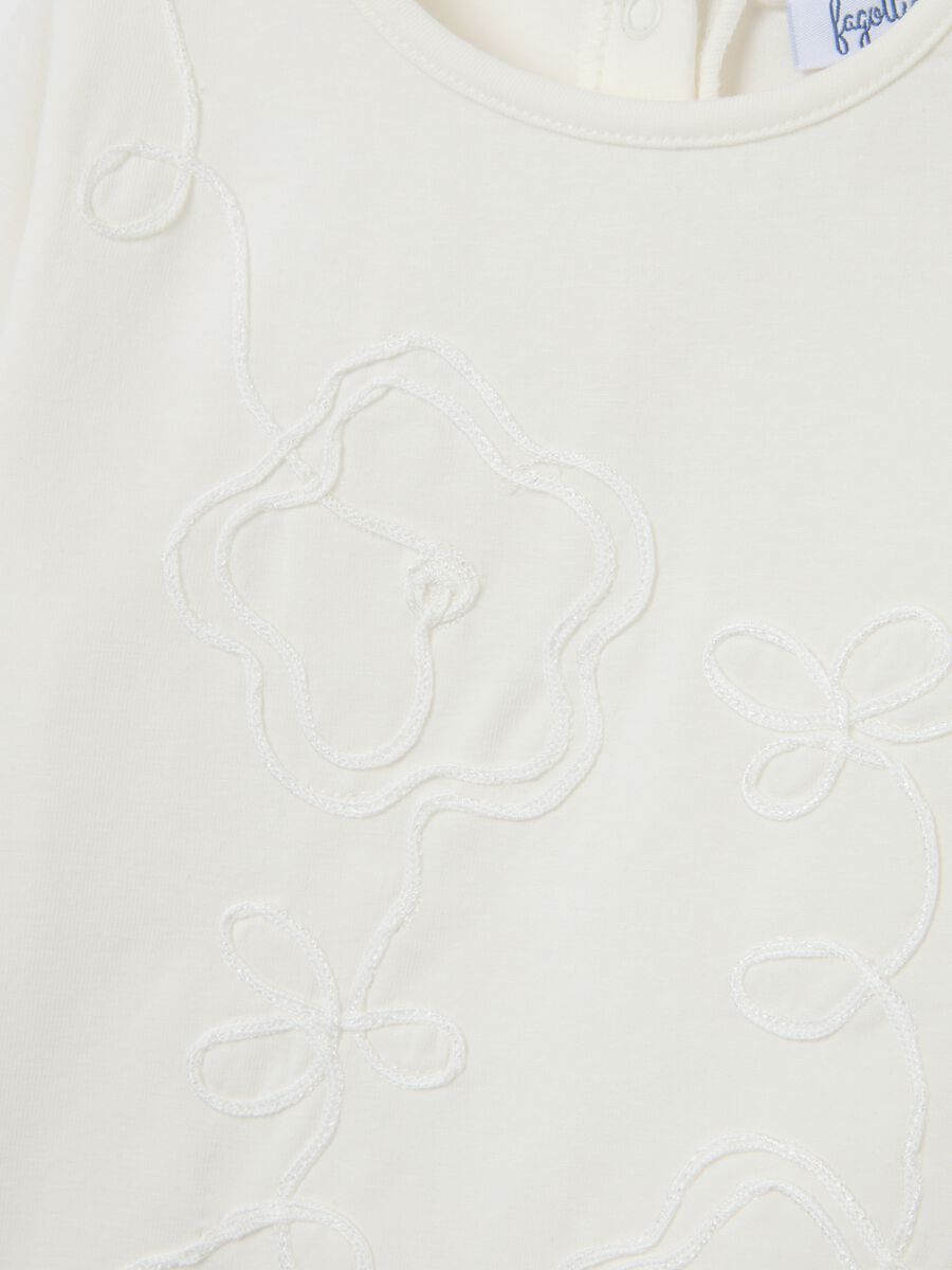 White stretch cotton embroidered girls' top, regular fit_2