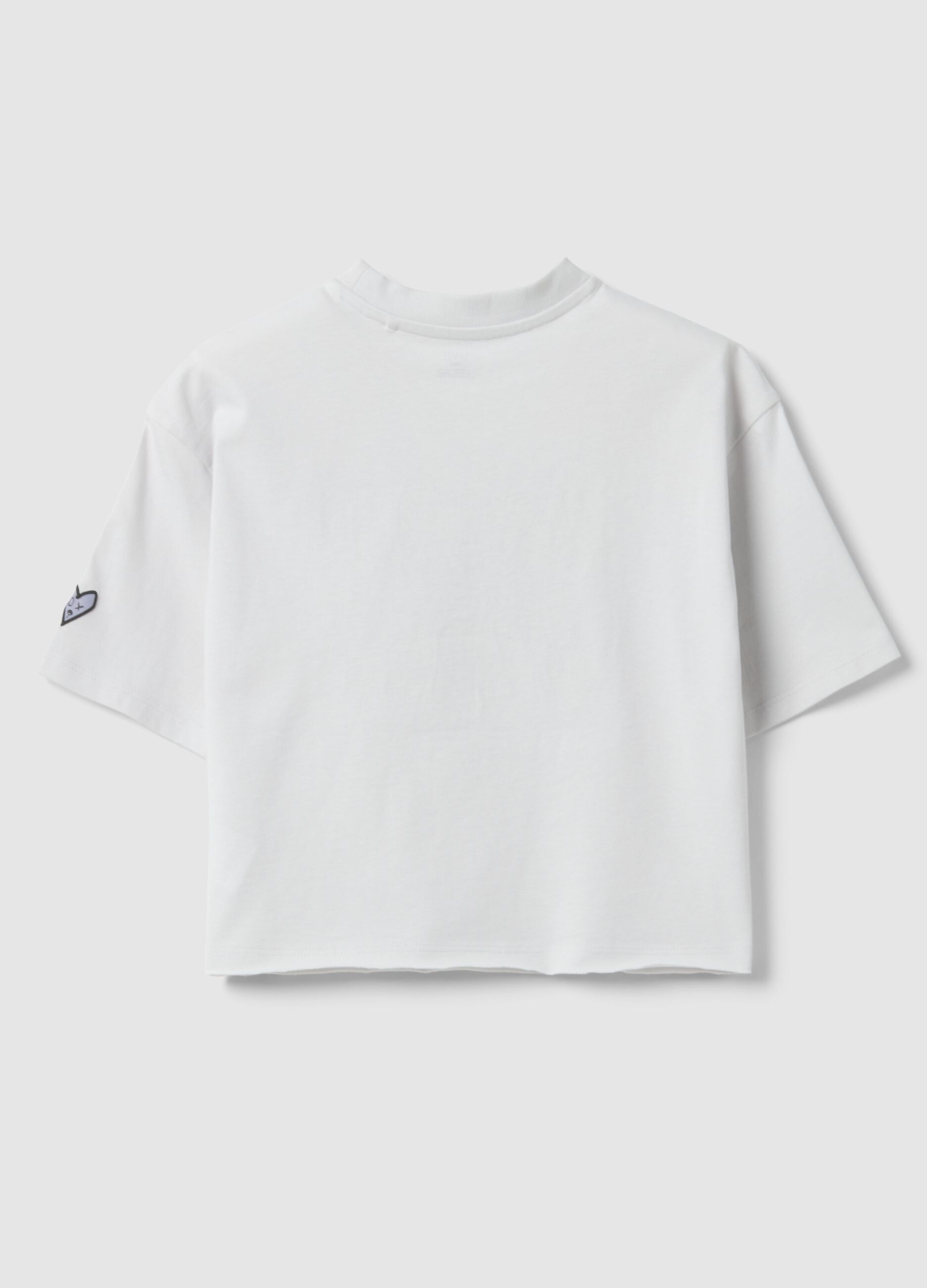 Girls' pure cotton white boxy fit t-shirt with print