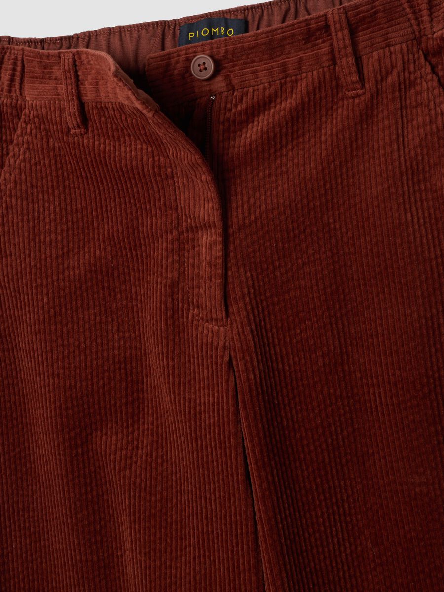 Orangefarbene Rippstrick-Hose aus reiner Baumwolle im Regular Fit_5