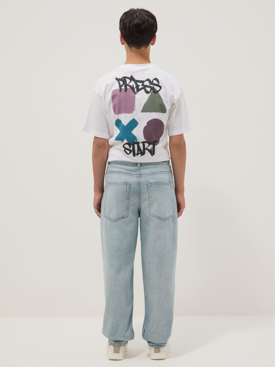 Boy's pure cotton denim blue baggy jeans_1