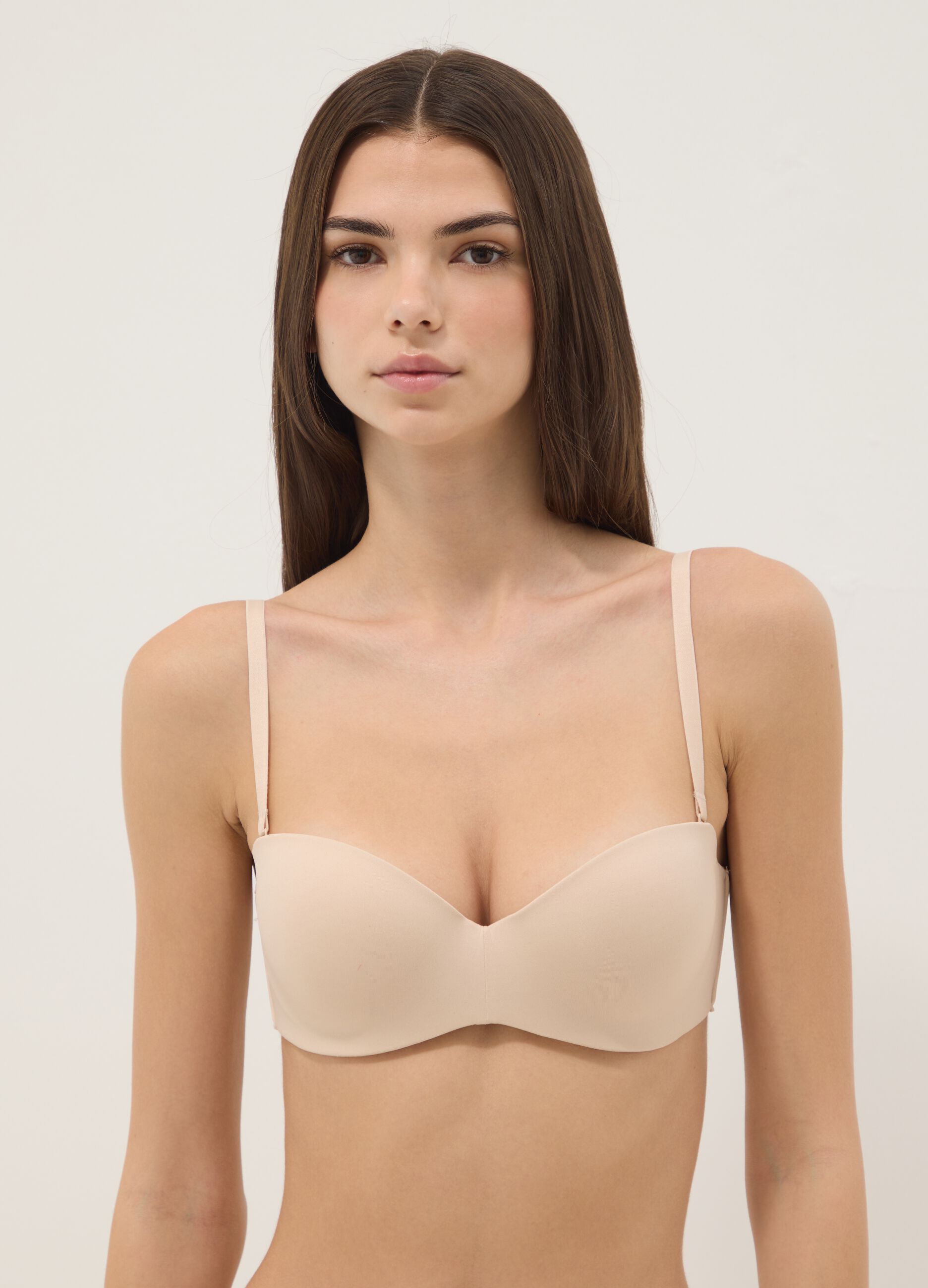 Beige Balconette-BH mit herausnehmbarer Polsterung