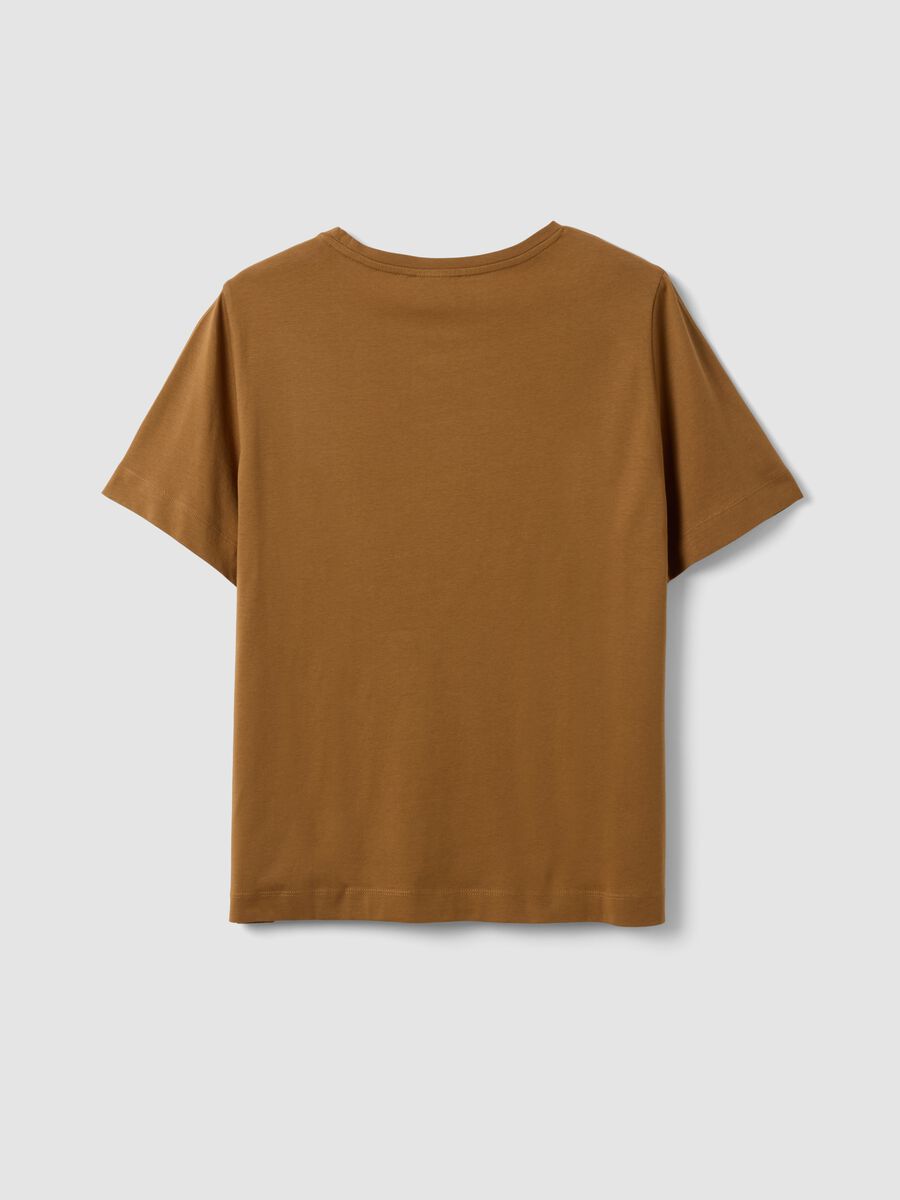Braunes T-Shirt aus reiner Baumwolle mit Frontprint, Regular Fit_1