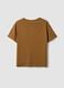 Brown pure cotton T-shirt with front print, regular fit_5