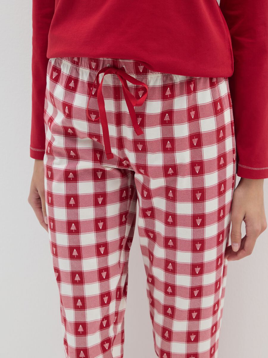 Multicoloured check Christmas pyjamas in pure cotton regular fit_3