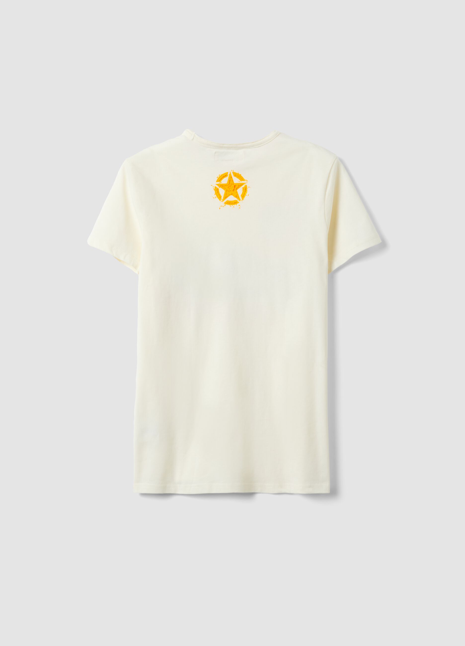 Children's white pure cotton T-shirt regular fit with print