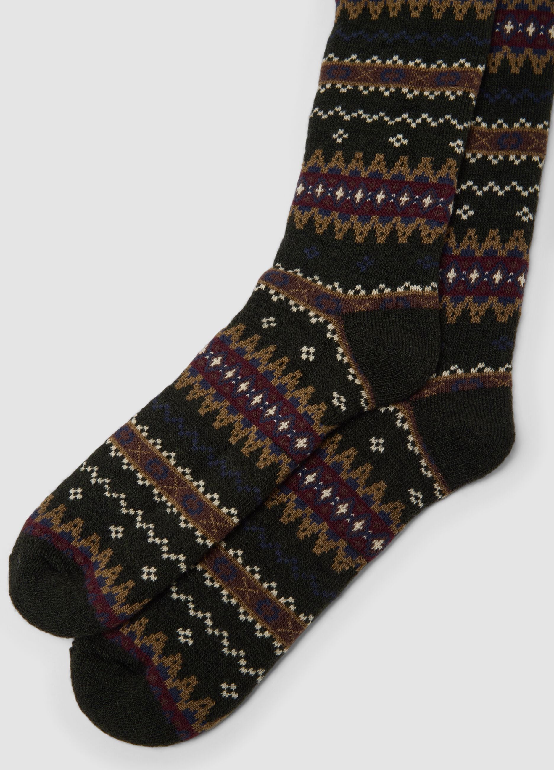 Lange gr&uuml;ne Socken aus Baumwolle und elastischer Wolle