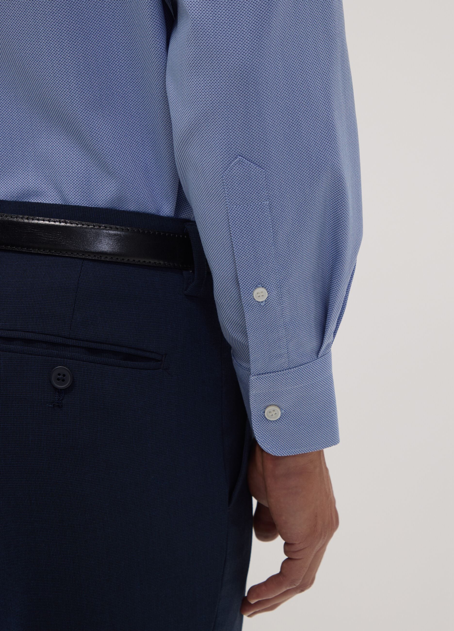 Air force blue lyocell-blend regular fit easy-iron shirt