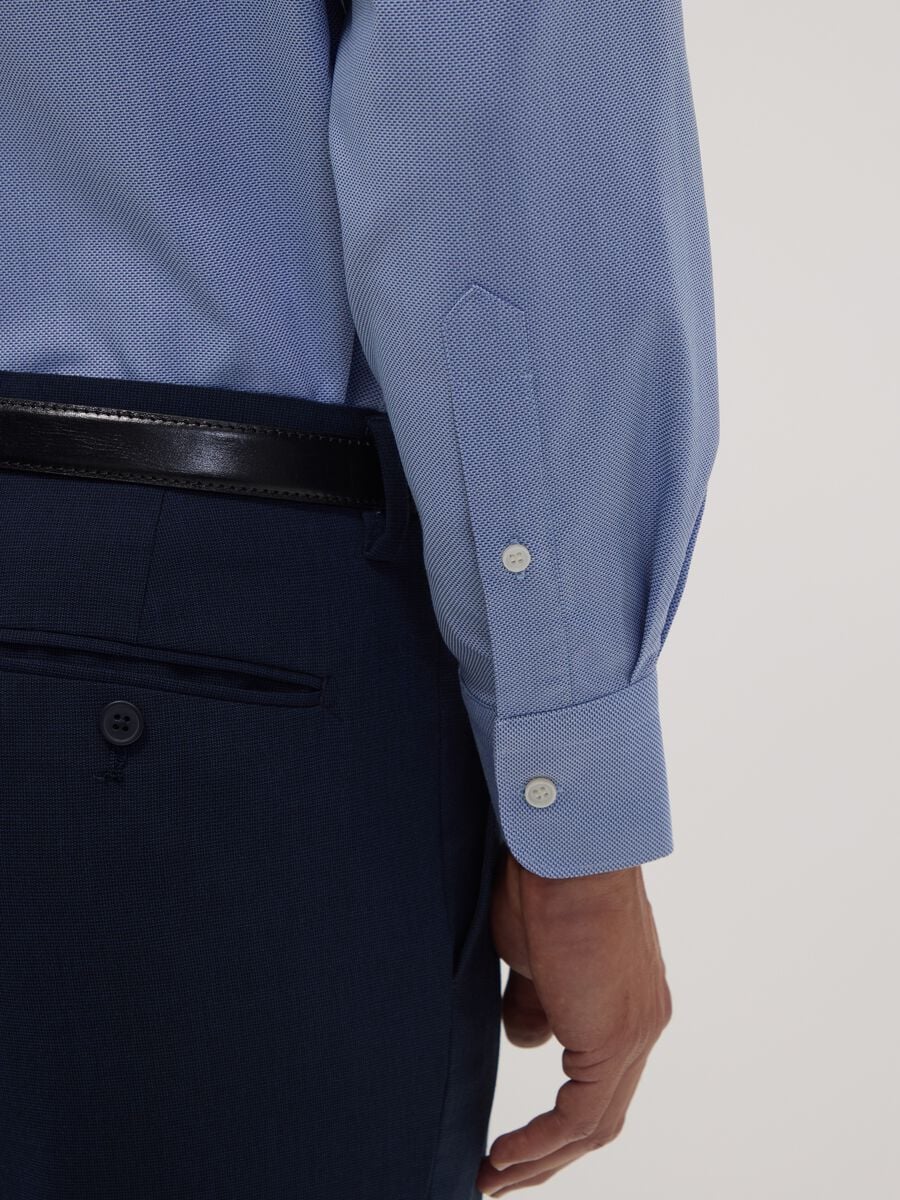 Air force blue lyocell-blend regular fit easy-iron shirt_2