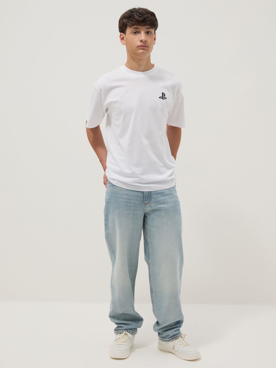 Boy's pure cotton denim blue baggy jeans_0