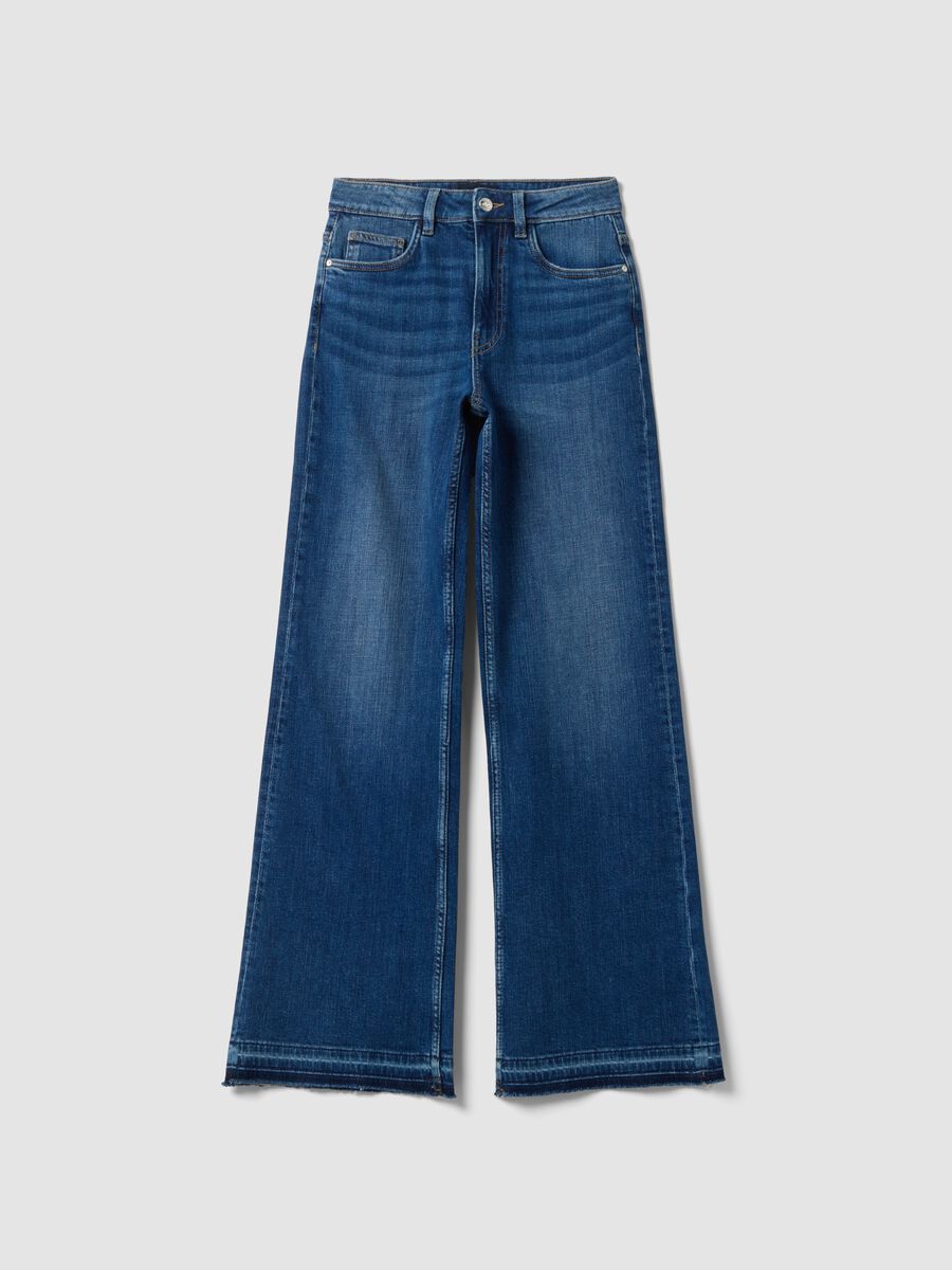 Blaue Wide-Leg-Jeans aus Stretch-Baumwolle_0
