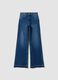 Blue wide-leg stretch cotton jeans_4