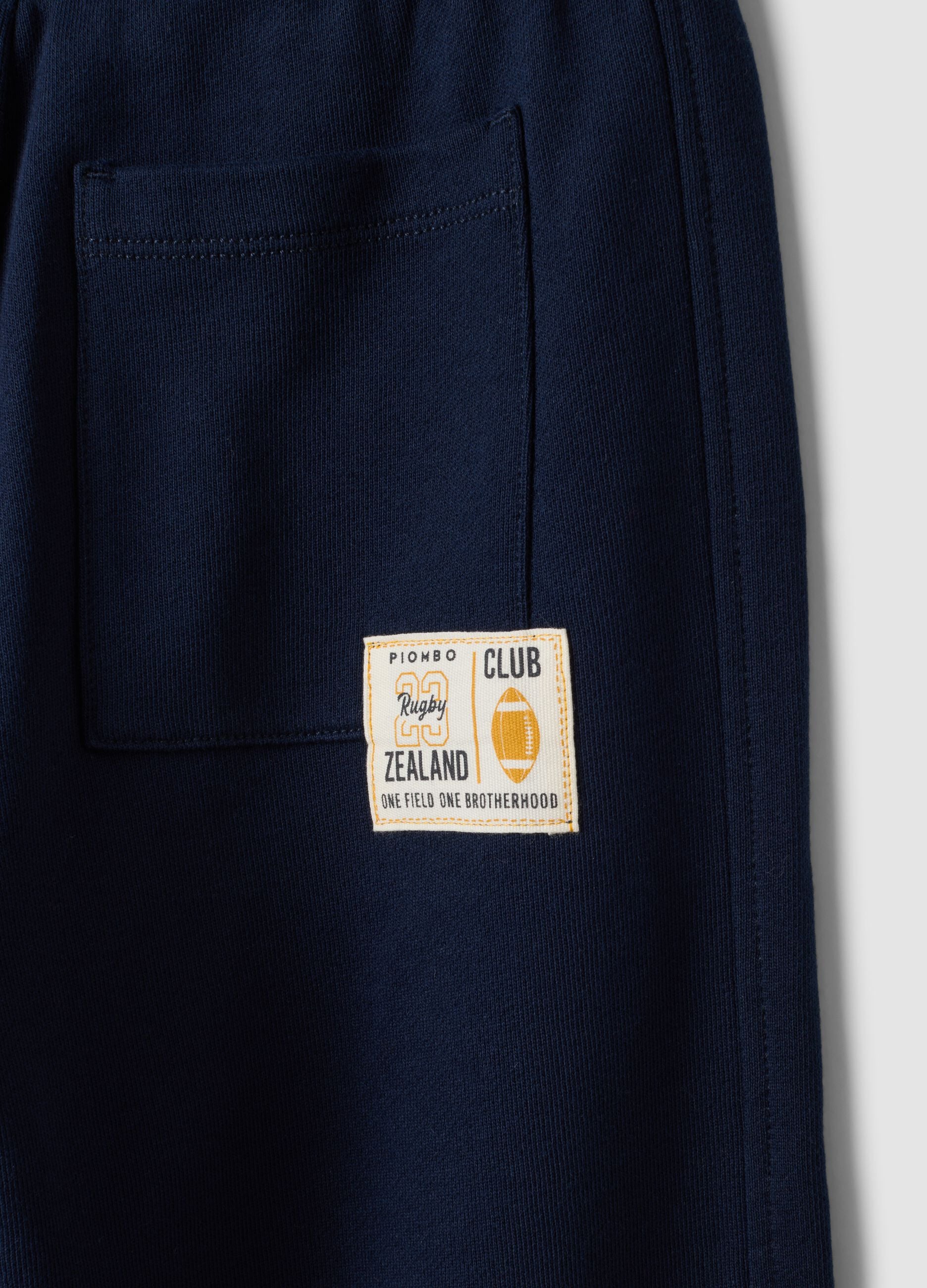 Pantaloni jogger blu in puro cotone con vita elasticizzata per bambino