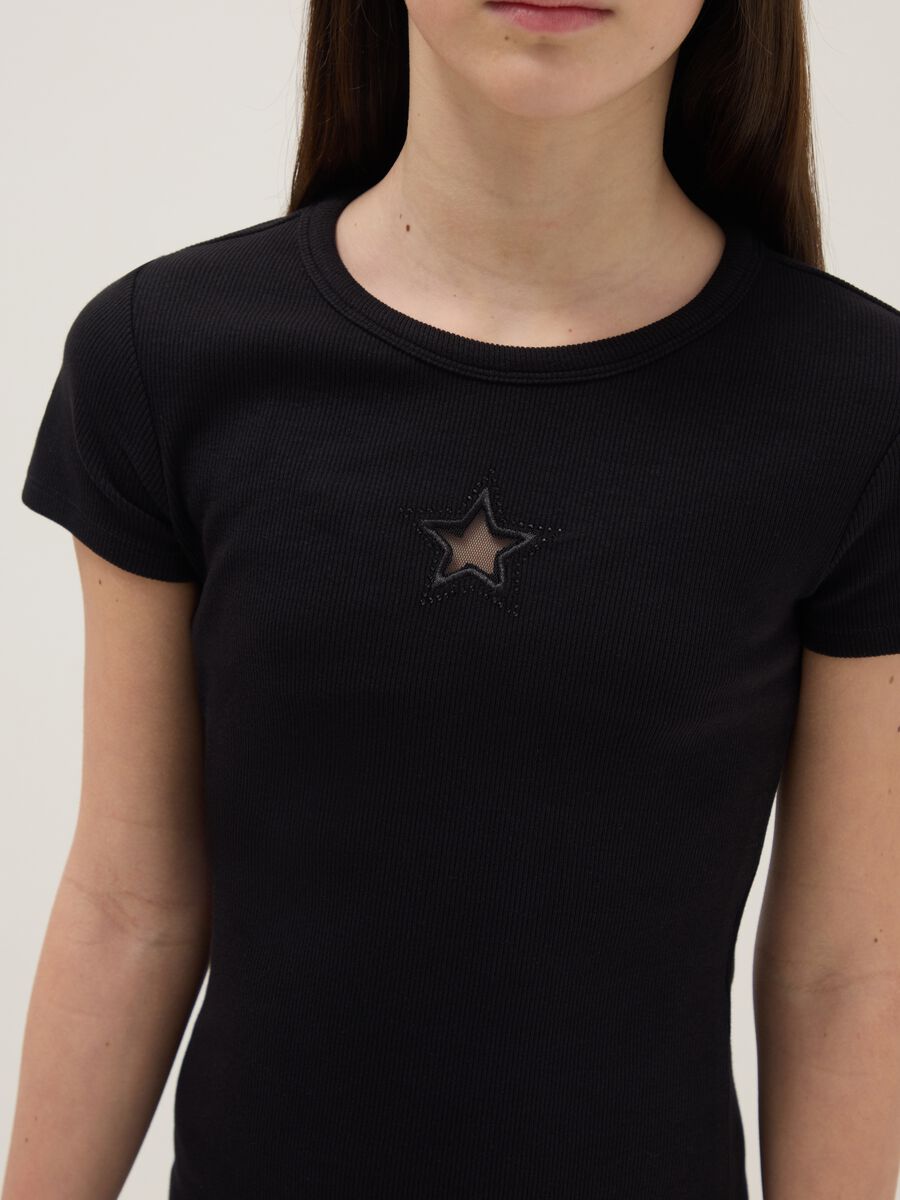 Elasticated Cotton Black Fitted Dress for Girls with Star_2