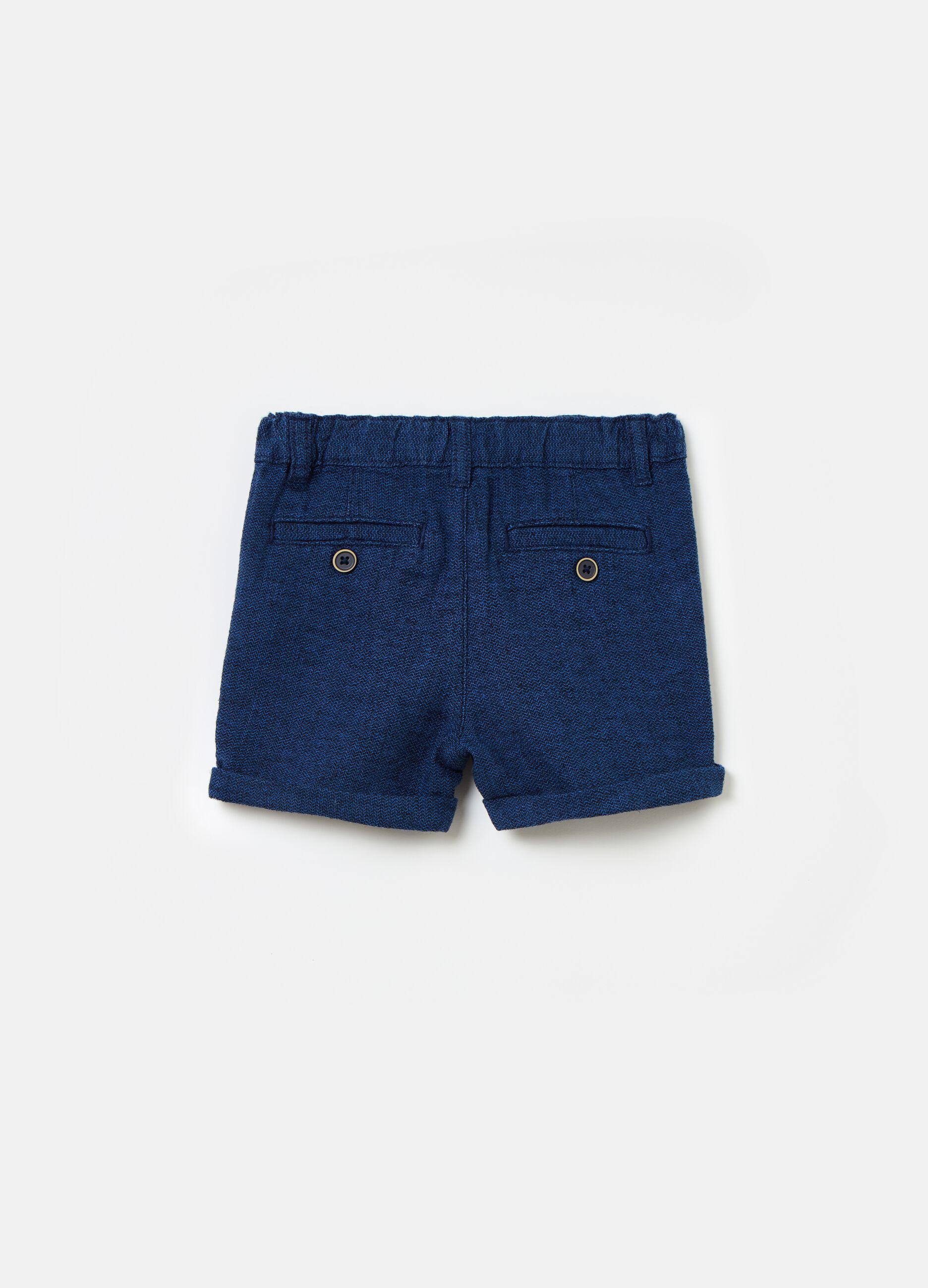 Linen and cotton Bermuda shorts