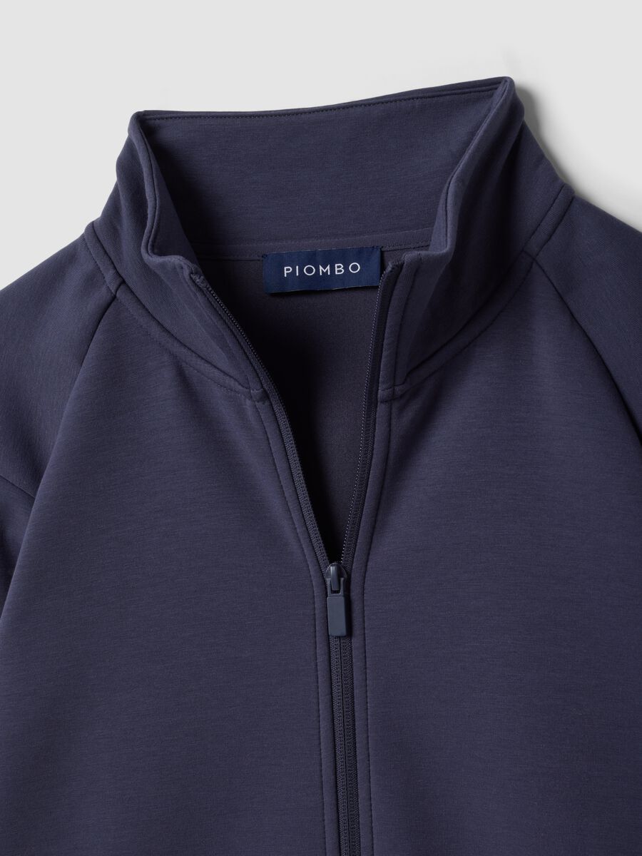 Blue full-zip jacket with stretch Easy Dry fabric collar, regular fit_1