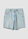 Light blue baggy-fit cotton-blend denim Bermuda shorts_4