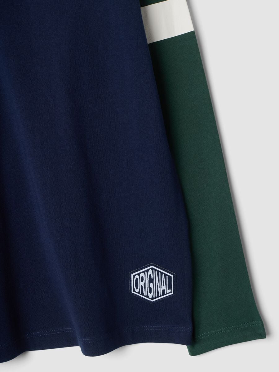 Blue organic cotton crew-neck T-shirt_1