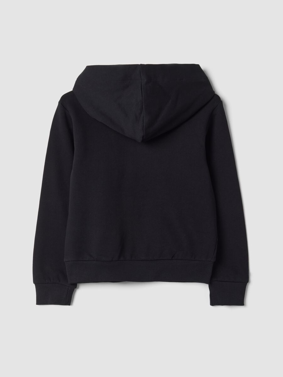 Schwarzer Hoodie aus reiner Baumwolle mit K‑Pop Demon Hunters Print_1