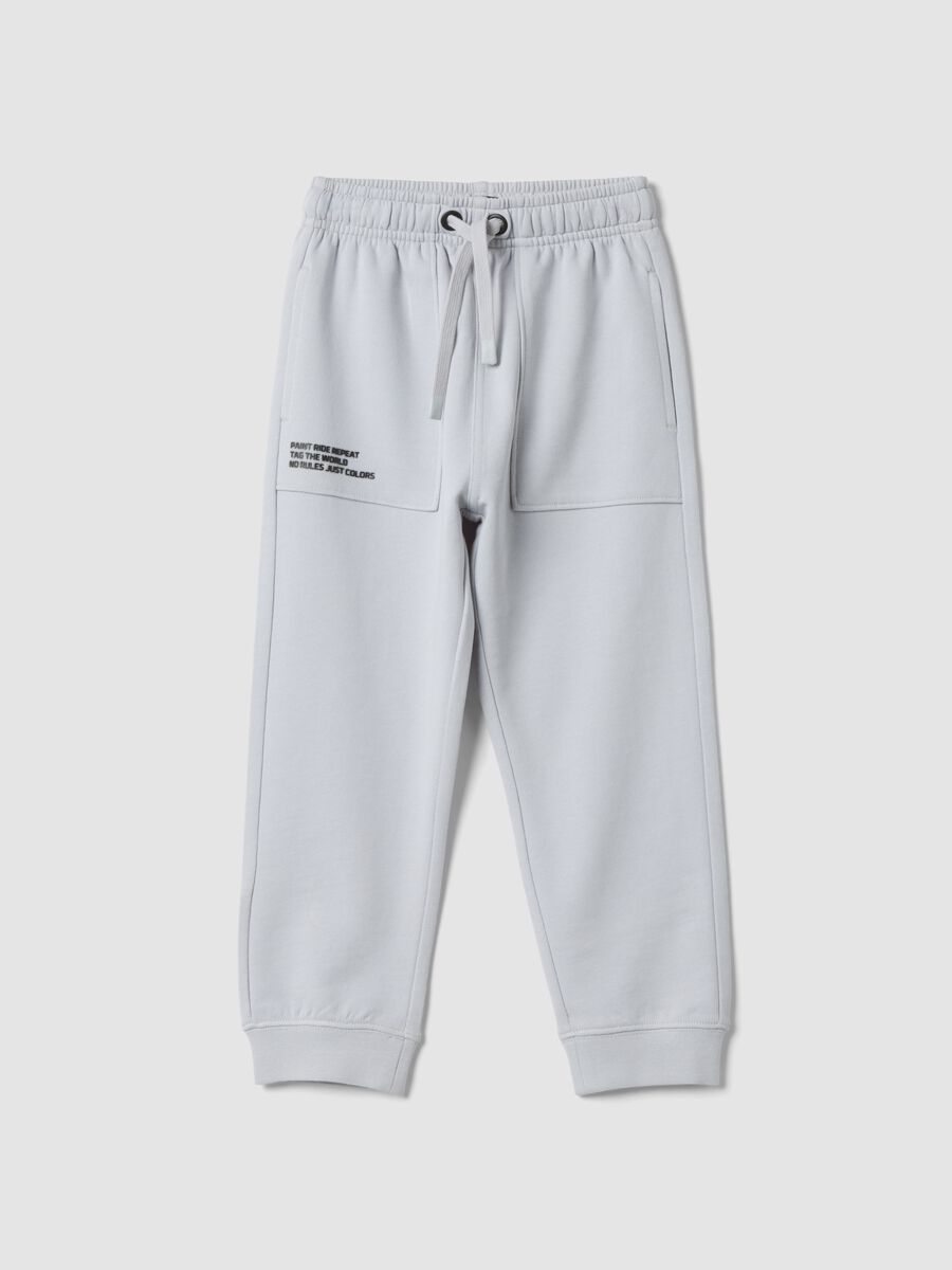 Kids&rsquo; grey pure cotton oversized jogger trousers_0