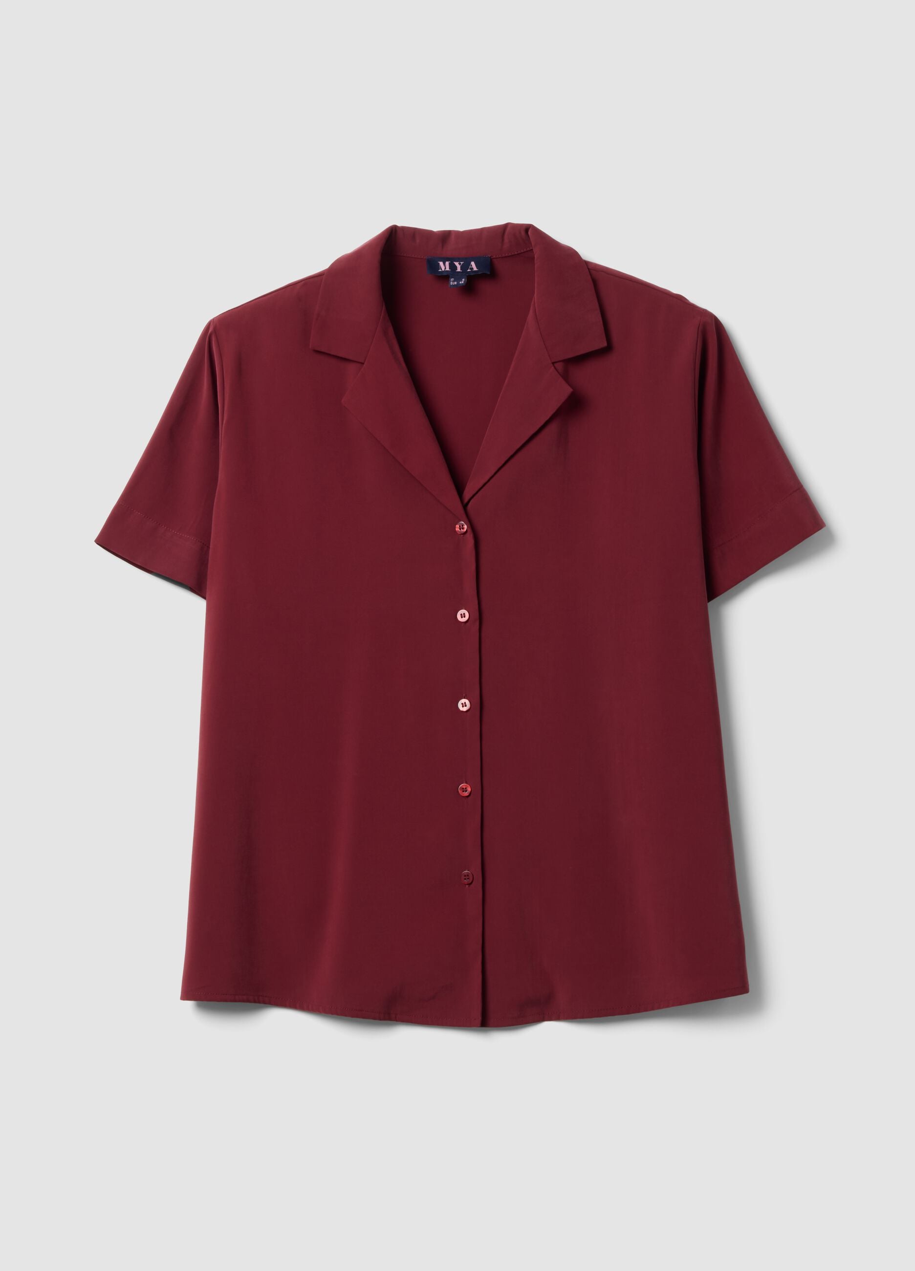 Red oversized short-sleeve viscose-blend shirt
