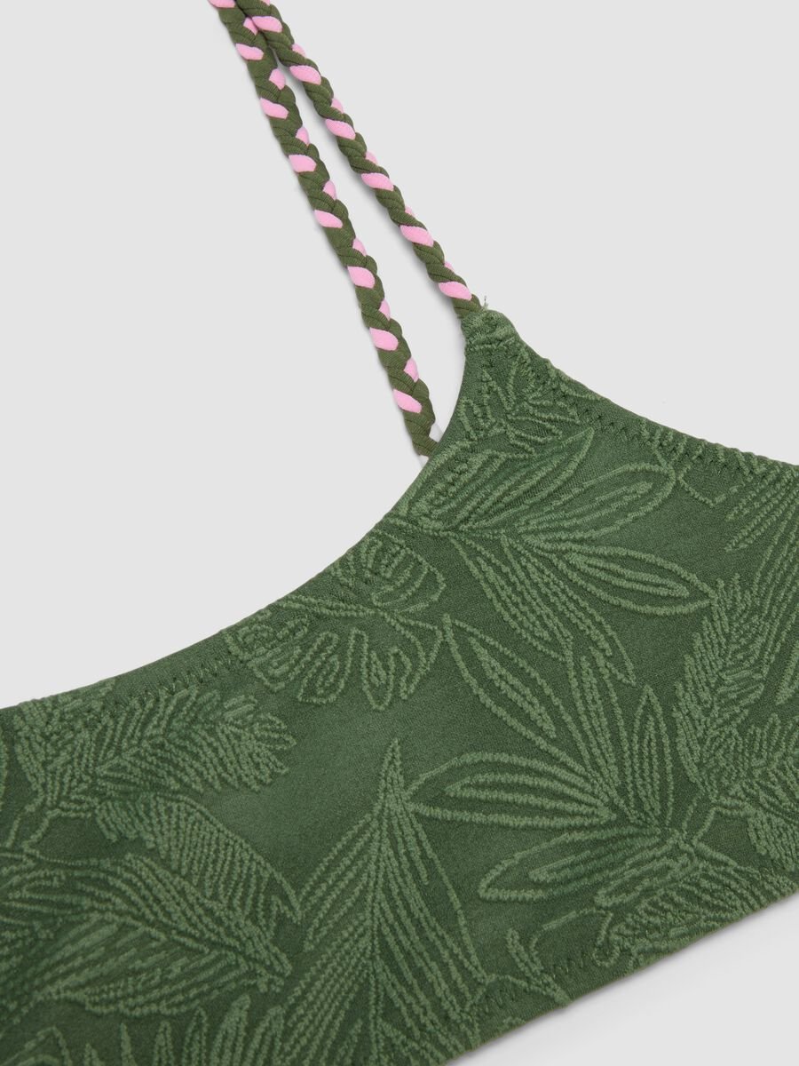 Green stretch bikini with foliage pattern_2
