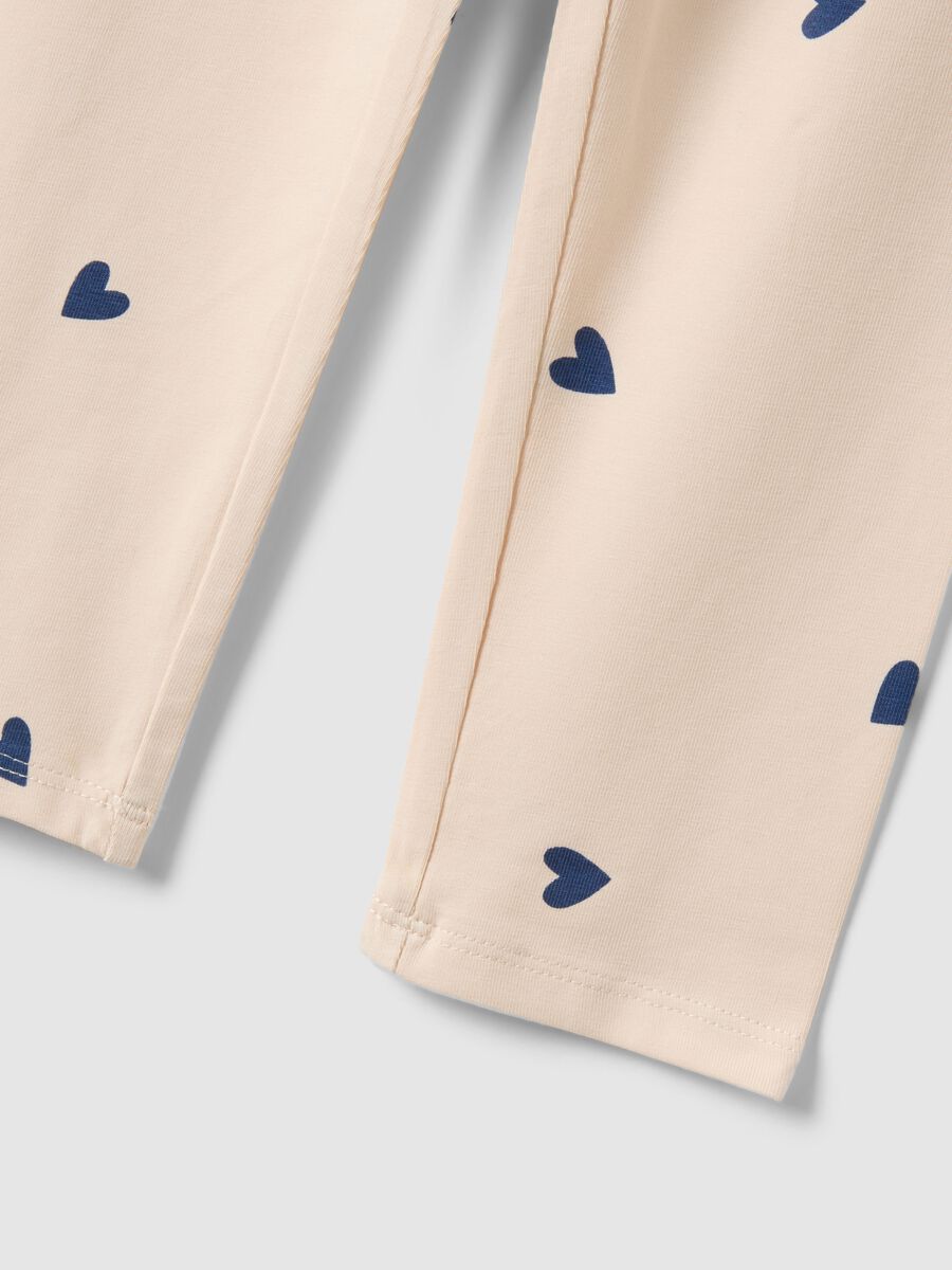 Girls' beige stretch cotton slim fit leggings with designs_2