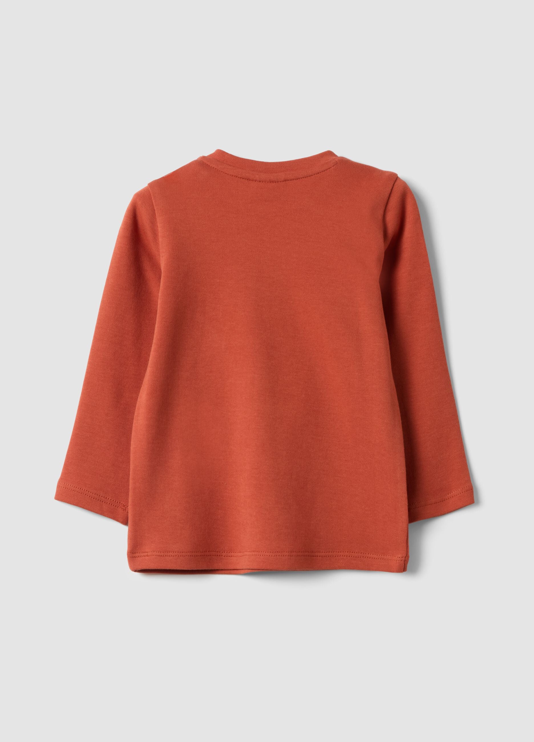 T-shirt arancione in puro cotone organico con stampa animaletti