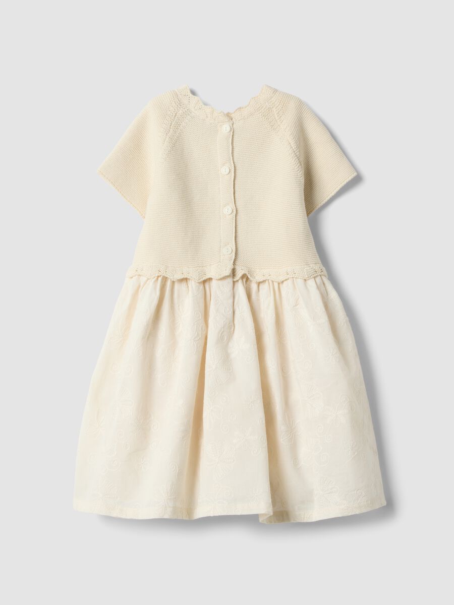 Beige dress in pure cotton with buttons_1