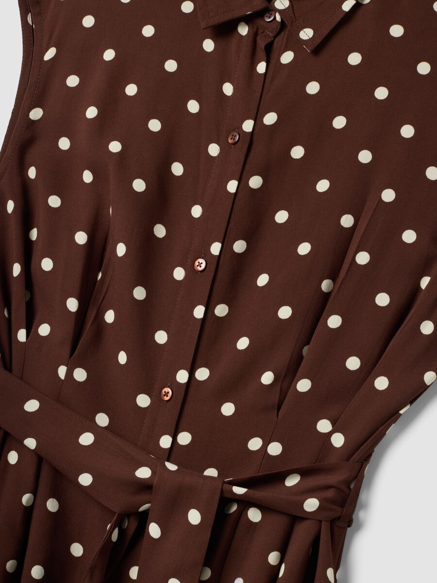 Brown midi dress in pure viscose with polka dots, regular fit_6