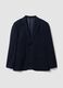 Blazer azul em viscose el&aacute;stica com lapelas cl&aacute;ssicas_0