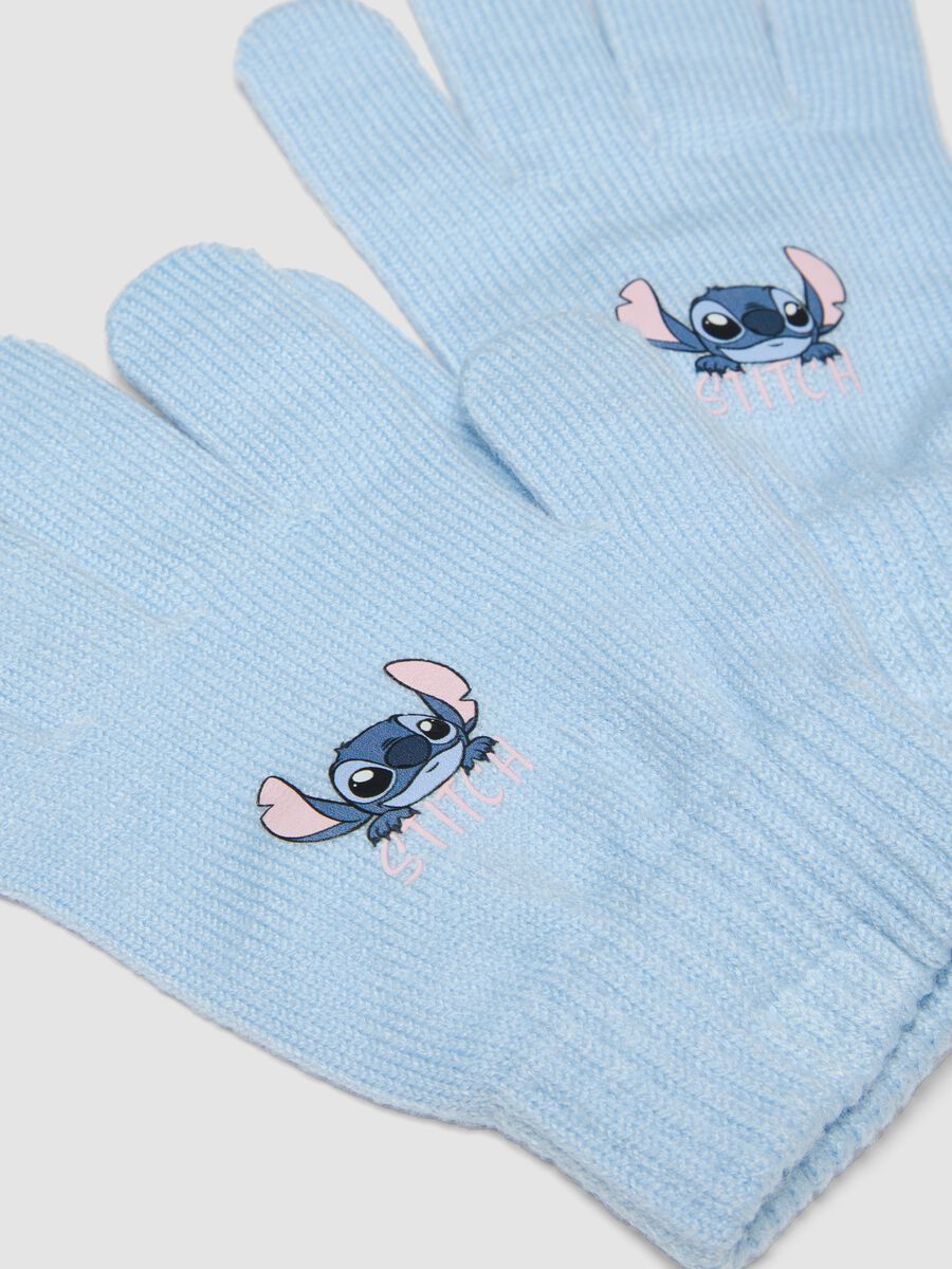 Blue stretch viscose gloves with Lilo & Stitch print_2