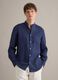 Blue pure linen shirt with band collar, regular fit_2
