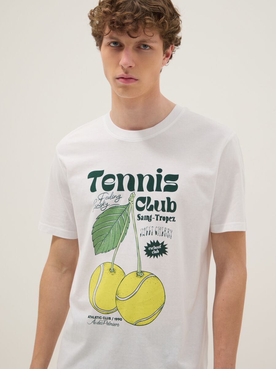 White graphic-print pure cotton T-shirt, regular fit_3