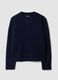 Maglia blu navy in lana elasticizzata con girocollo_0
