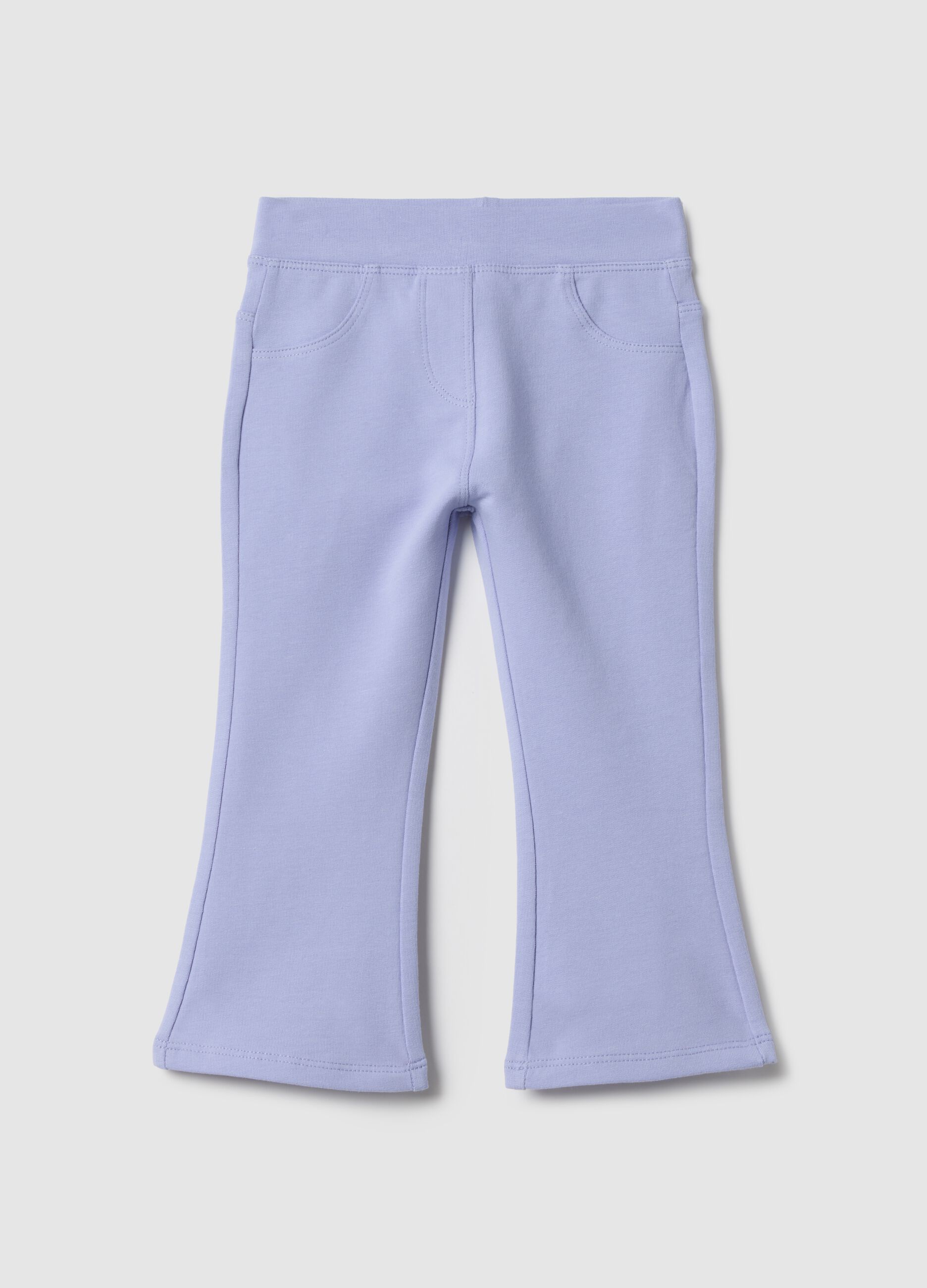 Slim fit violet stretch cotton trousers for girls