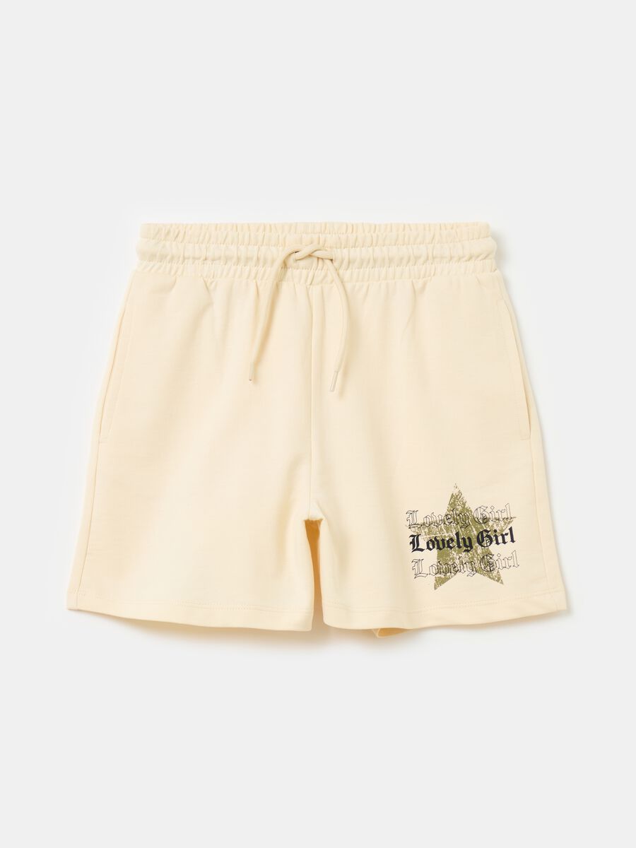 Cotton shorts with drawstring and print_0