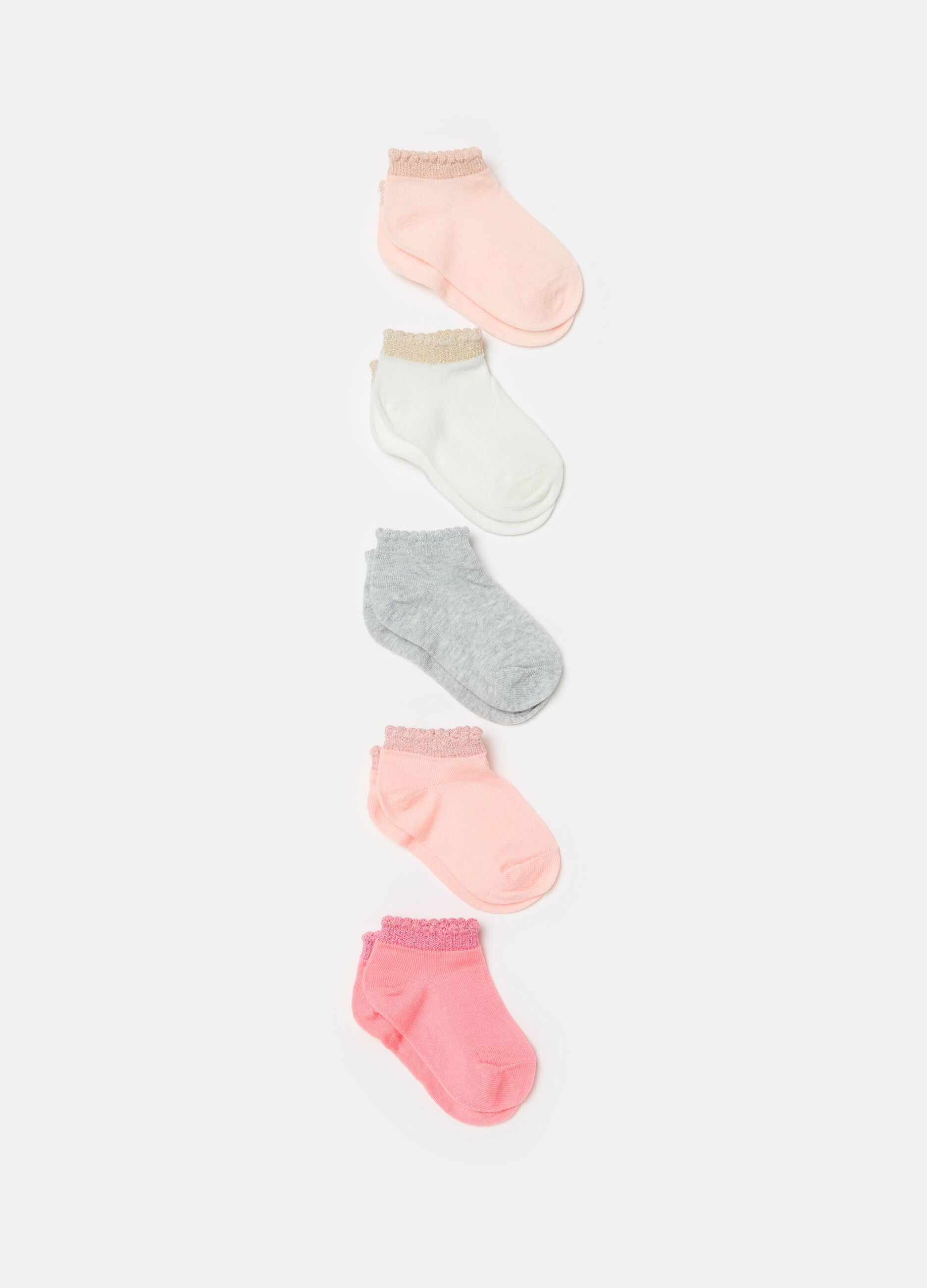 Five-pair pack socks in organic cotton with lurex