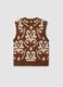 Brown and white wool-blend crew-neck gilet_2