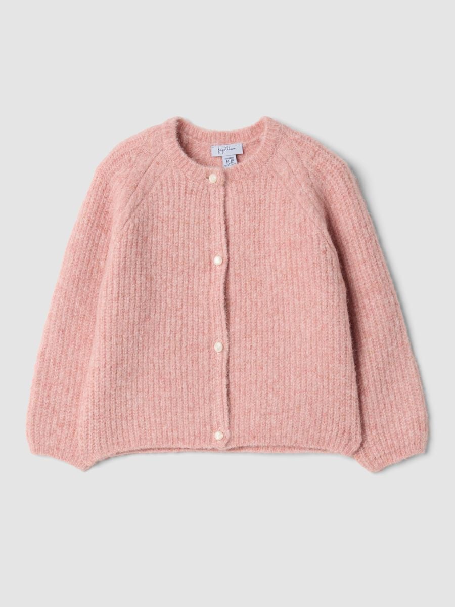 Pink oversized cardigan in stretchy viscose and wool_0