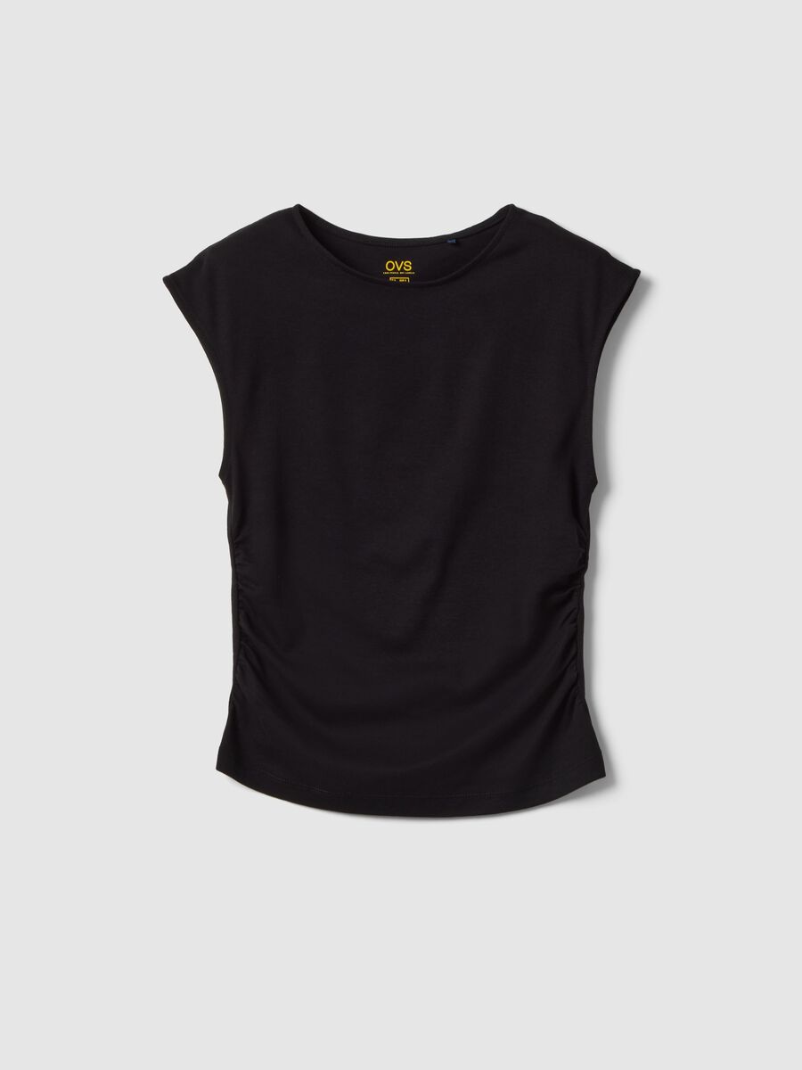 Black pure cotton regular fit tank top_4