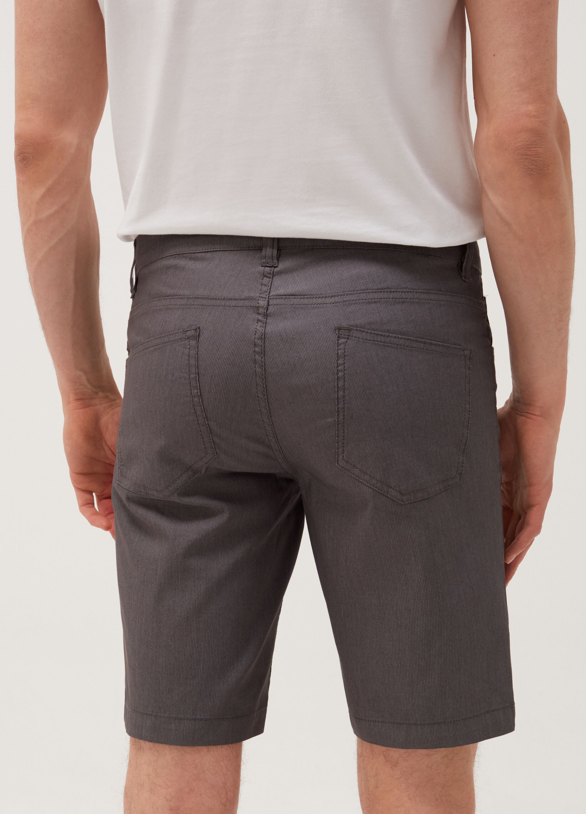 Five-pocket striped Bermuda shorts
