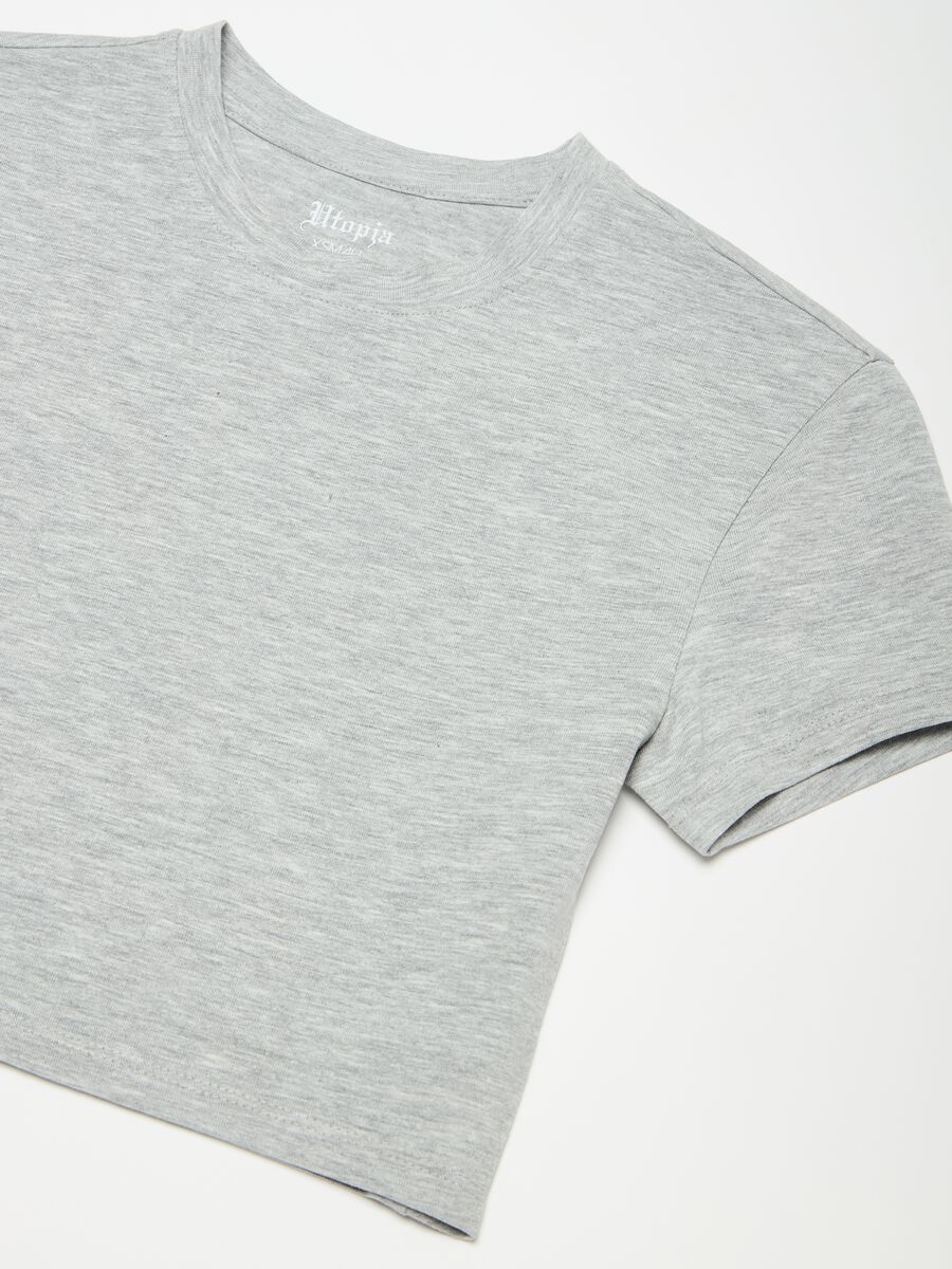 T-shirt Crop Grey Melange_9