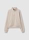 Beige regular fit modal blend sweatshirt with half zip_4