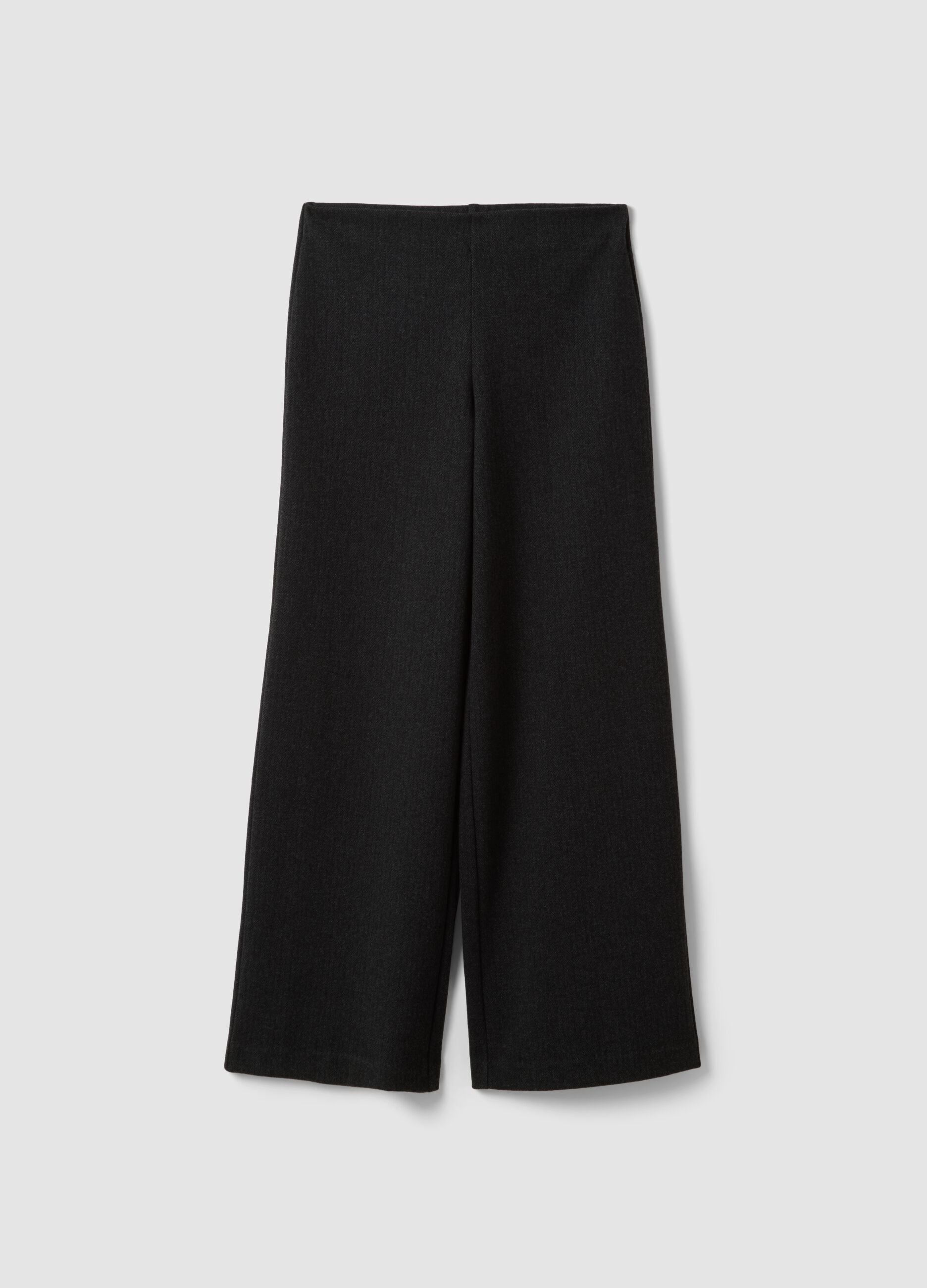 Black wide-leg trousers in stretch viscose